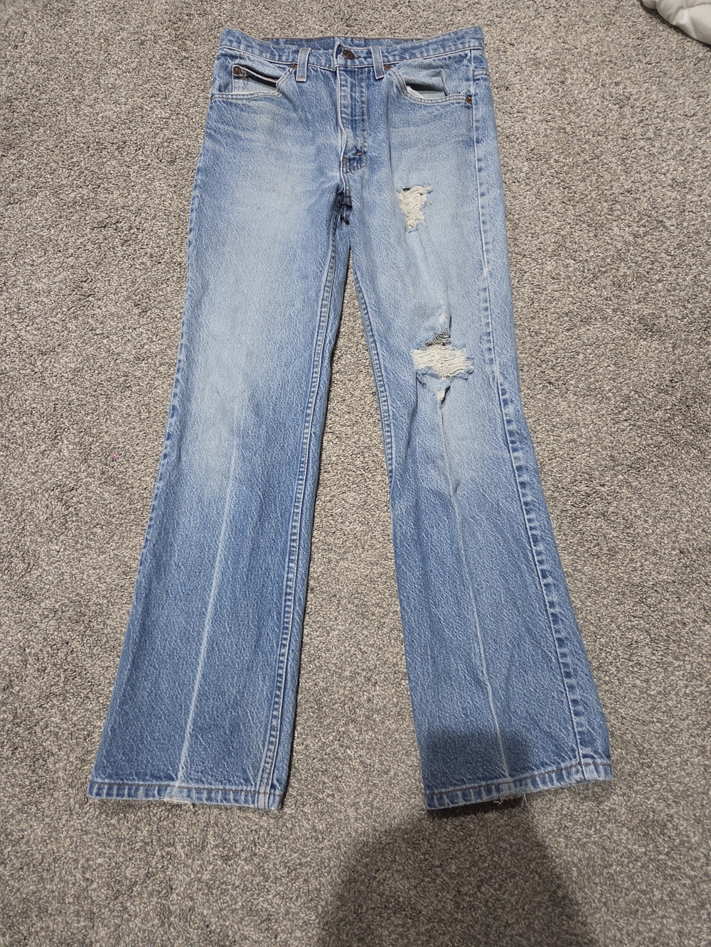 Levi's 517 Light Blue Ripped Vintage Jeans Size 31 X 30 Has Some Wear, See Photo
